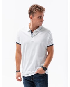 Men's plain polo shirt S1382 - white