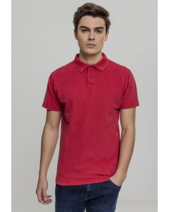 Férfi póló rövid ujjú // Urban Classics Garment Dye Pique Poloshirt red