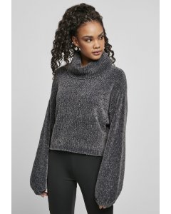 Urban Classics / Ladies Short Chenille Turtleneck Sweater asphalt