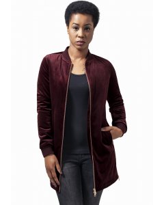 Női dzseki // Urban classics Ladies Long Velvet Jacket burgundy