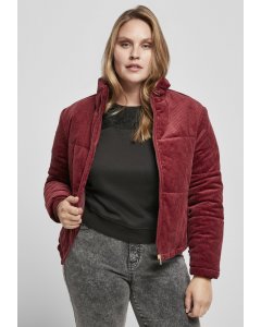 Női dzseki // Urban classics Ladies Corduroy Puffer Jacket burgundy