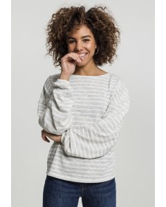 Női pulóver  // Urban classics Ladies Oversize Stripe Pullover grey/white