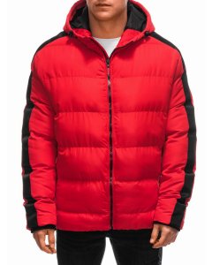 Men's quilted winter jacket - red V2 EM-JAHP-0101
