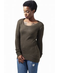 Női szvetter  // Urban classics Ladies Long Wideneck Sweater olive
