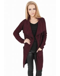 Női  pulóver kardigán // Urban classics Ladies Knitted Long Cape burgundy