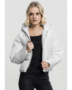 Női derékig érő dzseki // Urban classics Ladies Hooded Oversized Puffer Jacket offwhite