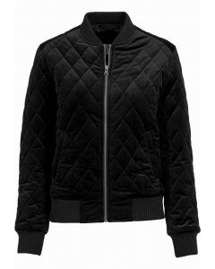 Női dzseki // Urban classics Ladies Diamond Quilt Velvet Jacket black