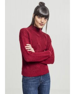 Női szvetter  // Urban classics Ladies Short Turtleneck Sweater burgundy