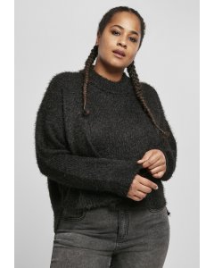 Női pulóver derék // Urban classics Ladies Oversized Turtleneck Feather Sweater black