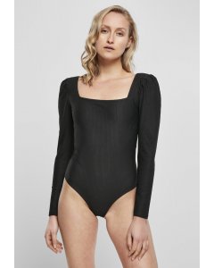 Női body // Urban classics Ladies Rib Puffer Sleeve Body LS black