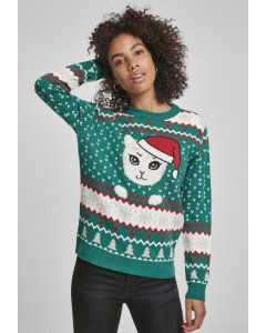 Női szvetter  // Urban classics Ladies Kitty Christmas Sweater x-masgreen