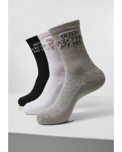 Zoknik // Mister tee Don`t Kill Socks 3-Pack black+white+heather grey