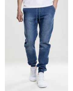 Férfi melegítő nadrág // Urban Classics Knitted Denim Jogpants blue washed