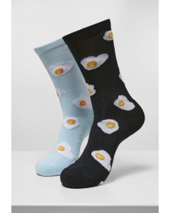 Zoknik // Merchcode Fried Egg Socks 2-Pack black/lightblue