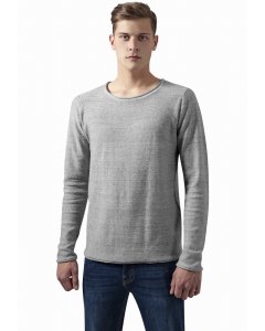 Férfi póló  hosszú ujjú  // Urban Classics Fine Knit Melange Cotton Sweater grey melange