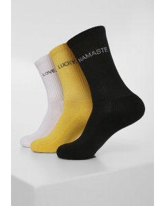 Zoknik // Urban classics Wording Socks 3-Pack black/white/yellow