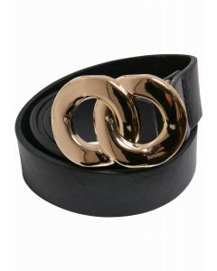 Női öv // Urban Classics / Synthetic Leather Chain Buckle Ladies Belt black/gold