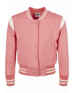 Urban Classics Kids / Girls Inset College Sweat Jacket palepink/whitesand
