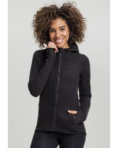 Női pulóver cipzár // Urban classics Ladies Polar Fleece Zip Hoody black