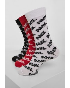 Zoknik // Mister tee AMK Allover Socks 3-Pack black/red/white