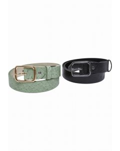 Női öv // Urban Classics / Ostrich Synthetic Leather Belt 2-Pack black/leaf