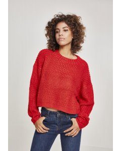 Női szvetter  // Urban Classics Ladies Wide Oversize Sweater fire red