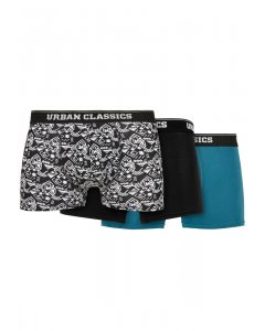 Ökölvívók // Urban classics Organic Boxer Shorts 3-Pack detail aop/black/jasper