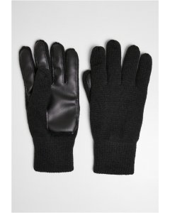 Kesztyű // Urban Classics Synthetic Leather Knit Gloves black