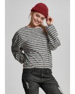 Női pulóver  // Urban classics Ladies Oversize Stripe Pullover black/white