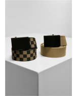 Férfi öv // Urban Classics Check And Solid Canvas Belt 2-Pack olive/black