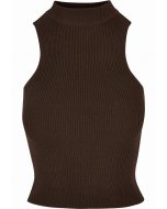 Női top // Urban Classics / Ladies Short Rib Knit Turtleneck Top brown