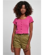 Urban Classics / Ladies Cropped Button Up Rib Tee brightviolet