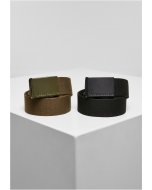 Férfi öv // Urban Classics Colored Buckle Canvas Belt 2-Pack black/olive