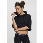 Női pulóver derék // Urban classics Ladies Cropped Hooded Poncho black