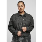Női dzseki // Urban classics Ladies Short Oversized Denim Jacket black stone washed