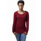 Női szvetter  // Urban classics Ladies Long Wideneck Sweater burgundy