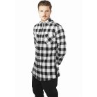 Férfi ing // Urban Classics Side-Zip Long Checked Flanell Shirt blk/wht
