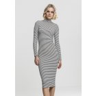 Női ruha // Urban classics Ladies Striped Turtleneck Dress black/white