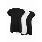 Urban Classics / Ladies Extended Shoulder Tee 3-Pack black/white/black
