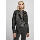 Női dzseki // Urban Classics Ladies Synthetic Leather Belt Biker Jacket black