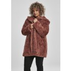 Női kabát // Urban Classics Ladies Hooded Teddy Coat darkrose