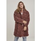 Női kabát // Urban classics Ladies Oversized Sherpa Coat darkrose