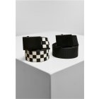 Férfi öv // Urban Classics Check And Solid Canvas Belt 2-Pack black/offwhite
