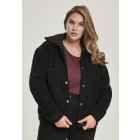 Női dzseki // Urban classics Ladies Oversized Corduroy Sherpa Jacket black/black