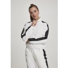 Női pulóver cipzár // Urban Classics Ladies Short Striped Crinkle Track Jacket wht/blk