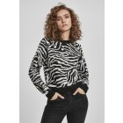 Női szvetter  // Urban Classics Ladies Short Tiger Sweater black/grey