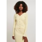 Női  pulóver kardigán // Urban Classics Ladies Short Rib Knit Cardigan softyellow