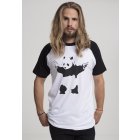Férfi póló rövid ujjú // Merchcode Banksy Panda Raglan Tee wht/blk