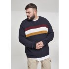 Férfi pulóver // Urban Classics Block Sweater dnavy/offwhite/port/goldenoak