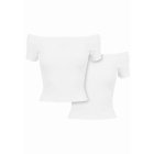 Urban Classics / Ladies Off Shoulder Rib Tee 2-Pack white+white